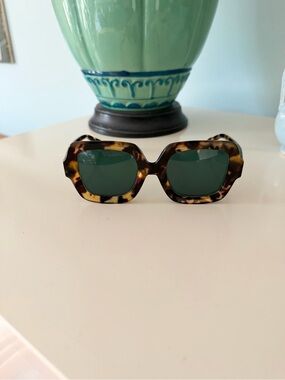 Zenni Tortoiseshell Square Sunglasses with Green Lenses